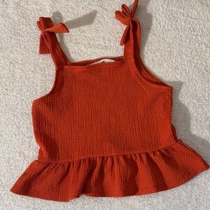 H&M Burnt Orange Terra Cotta Sleeveless Top Bow Straps 5T Summer Girly Boho Chic